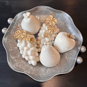 MCM *wilson specialties* Hand Wrought Aluminum Serving Bowl with Floral Design